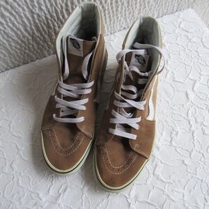 Vans High Top Sneakers Size 12 614992 2 Tone Brown Cream Canvas Suede Shoes